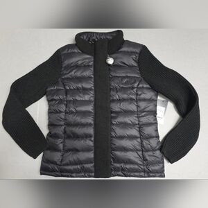Marc New York Andrew Marc Quilted Knit Sleeve Black Jacket Medium - New With Tag
